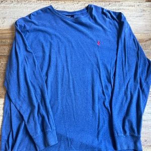 Polo, long sleeve T, L, blue